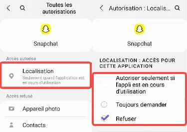 Désactivez la localisation Snapchat