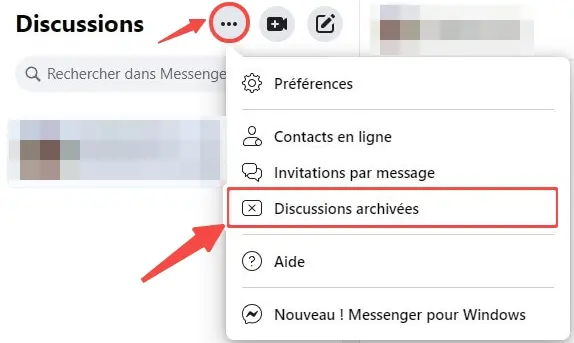Vérifier les conversations archivées sur Facebook Messenger