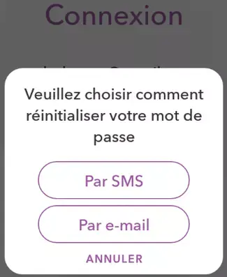 Réinitialiser mot de passe Snapchat par SMS ou par email
