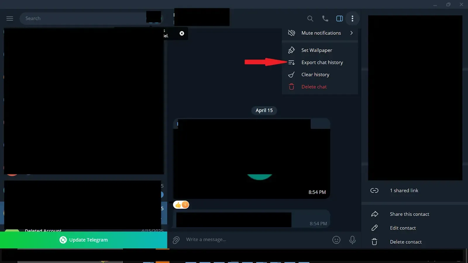 Export chat history.