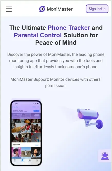 MoniMaster homepage screenshot.