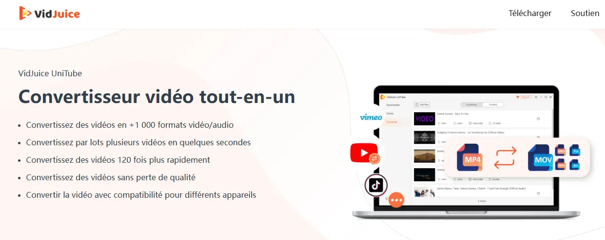 Page d'accueil de VidJuice