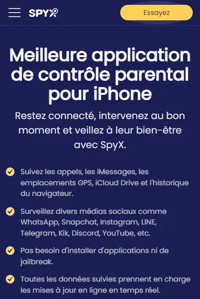 meilleure application de contrôle parental pour iPhone - SpyX