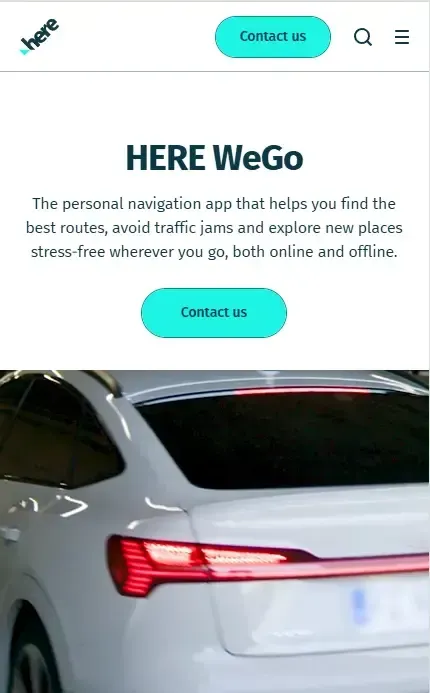 HereWego homepage screenshot.