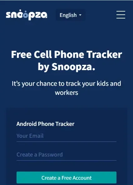 Snoopza homepage screenshot.