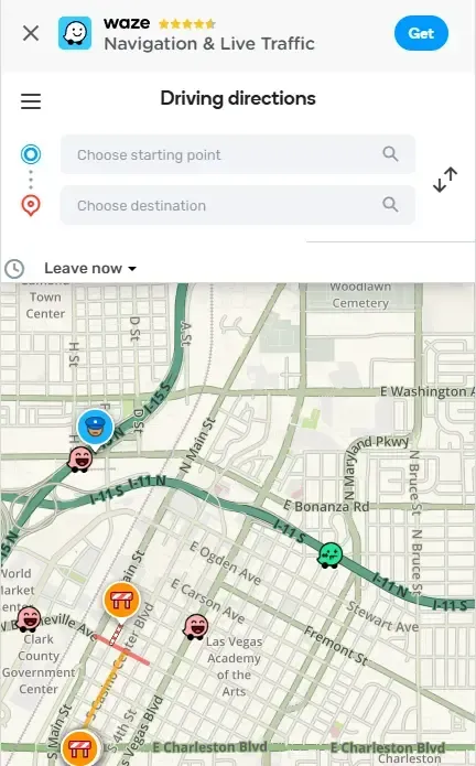 Waze homepage screenshot.