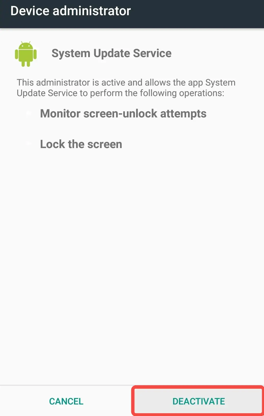 déguiser logiciel espion sous un nom System Update Service