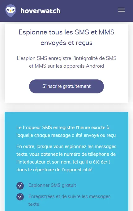 Traqueur SMS Android - Hoverwatch