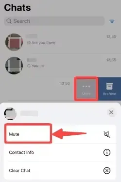 Mettre une conversation WhatsApp en sourdine