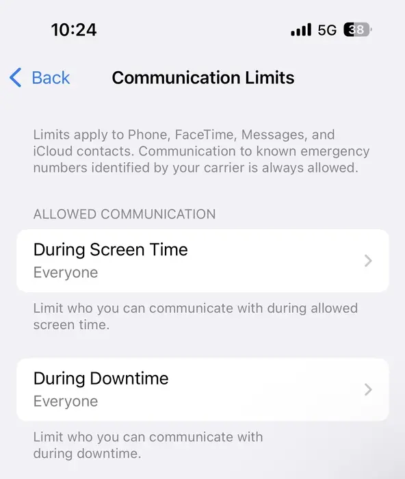 Select Communication Limits.