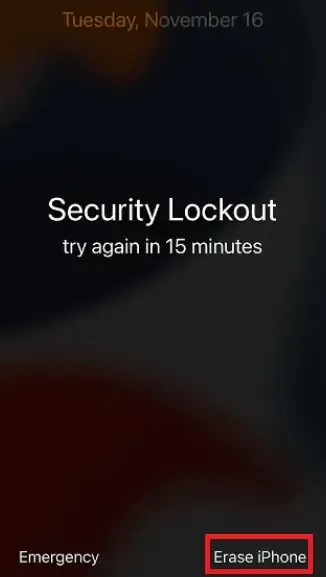 Tap “Erase iPhone” in the lower corner of the screen.