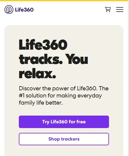 Life360 homepage screenshot.